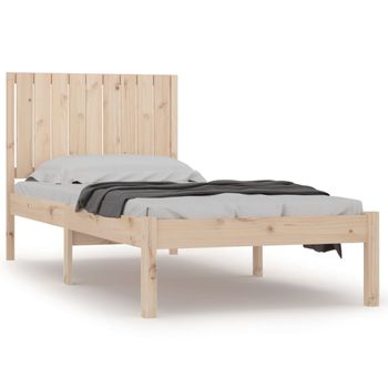 Estructura De Cama Madera Maciza De Pino 90x190 Cm