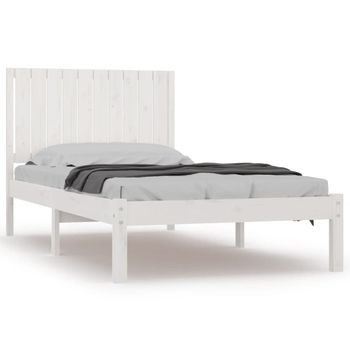 Estructura De Cama Madera Maciza De Pino Blanco 100x200 Cm