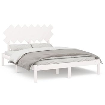 Estructura De Cama De Madera Maciza Blanco 150x200 Cm