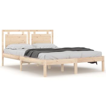 Estructura De Cama De Madera Maciza De Pino 120x200 Cm