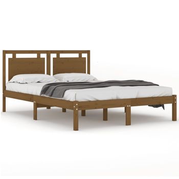 Estructura De Cama Madera Maciza De Pino Marrón Miel 200x200 Cm