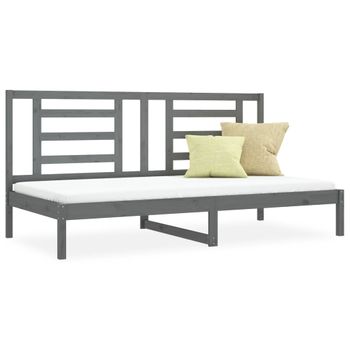 Sofá Cama Madera Maciza De Pino Gris 90x200 Cm