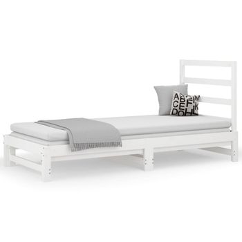 Sofá Cama Extraíble Madera Maciza De Pino Blanco 2x(90x190) Cm