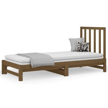 Sofá Cama Extraíble Madera Maciza De Pino Marrón 2x(90x200) Cm