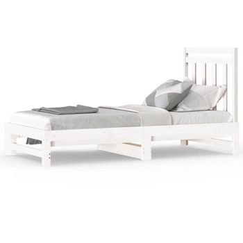 Sofá Cama Extraíble Madera Maciza De Pino Blanco 2x(90x190) Cm