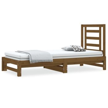 Sofá Cama Extraíble Madera Maciza De Pino Marrón 2x(90x200) Cm