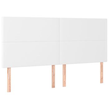 Cabeceros 4 Unidades De Cuero Sintético Blanco 100x5x78/88 Cm