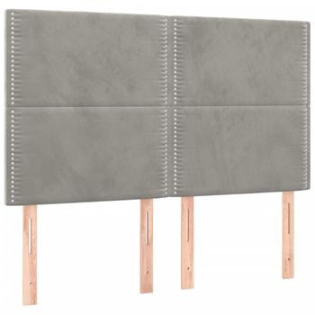 Cabeceros 4 Unidades Terciopelo Gris Claro 72x5x78/88 Cm