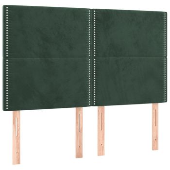 Cabeceros 4 Unidades Terciopelo Verde Oscuro 72x5x78/88 Cm