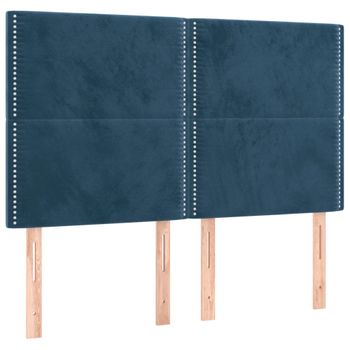 Cabeceros 4 Unidades Terciopelo Azul Oscuro 72x5x78/88 Cm