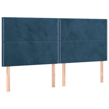 Cabeceros 4 Unidades De Terciopelo Azul Oscuro 100x5x78/88 Cm