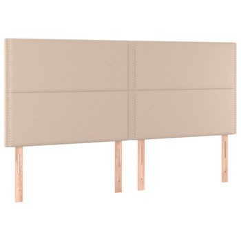 Cabeceros 4 Unidades Cuero Sintético Capuchino 80x5x78/88 Cm