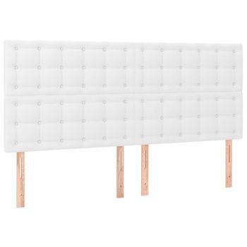 Cabeceros 4 Unidades De Cuero Sintético Blanco 100x5x78/88 Cm