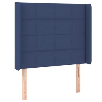 Cabecero Con Orejas De Tela Azul 83x16x118/128 Cm