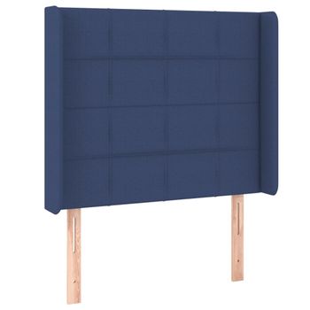 Cabecero Con Orejas De Tela Azul 103x16x118/128 Cm