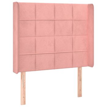 Cabecero Con Orejas De Terciopelo Rosa 93x16x118/128 Cm