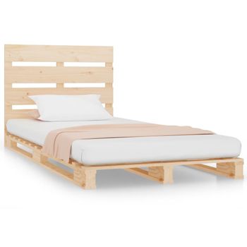 Estructura De Cama Madera Maciza Pino 75x190 Cm