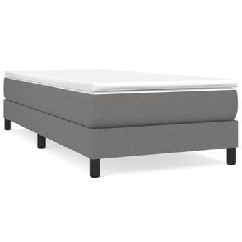 Estructura De Cama Box Spring Tela Gris Oscuro 90x190 Cm