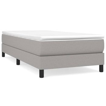 Estructura De Cama Box Spring Tela Gris Claro 90x200 Cm