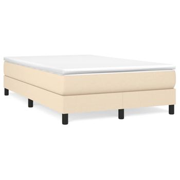 Estructura De Cama Box Spring Tela Color Crema 120x200 Cm