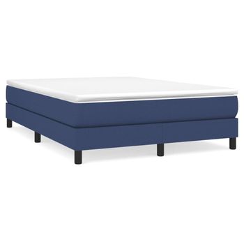 Estructura De Cama Box Spring Tela Azul 140x200 Cm