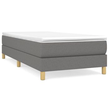 Estructura De Cama Box Spring Tela Gris Oscuro 90x200 Cm