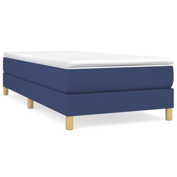 Estructura De Cama Box Spring Tela Azul 90x200 Cm