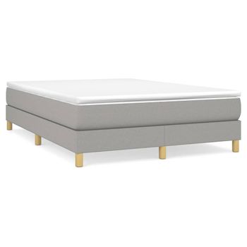 Estructura De Cama Box Spring Tela Gris Claro 140x190 Cm