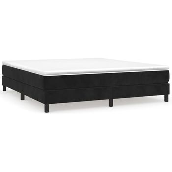 Estructura De Cama Box Spring Terciopelo Negro 180x200 Cm