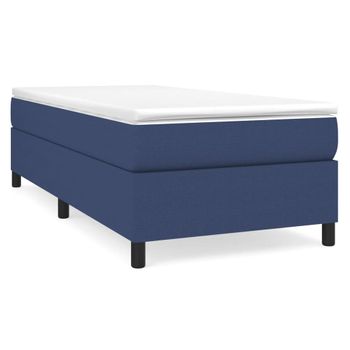 Estructura De Cama Box Spring Tela Azul 90x190 Cm