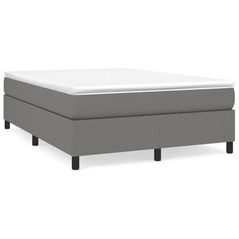 Estructura De Cama Box Spring Tela Gris Oscuro 140x190 Cm