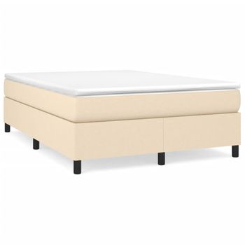 Estructura De Cama Box Spring Tela Color Crema 140x200 Cm