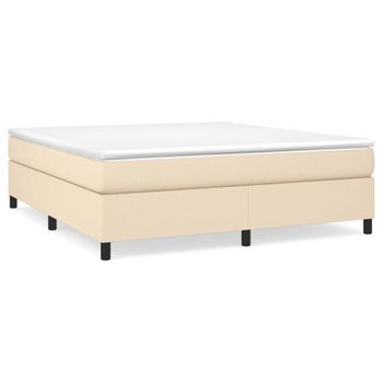 Estructura De Cama Box Spring Tela Color Crema 180x200 Cm