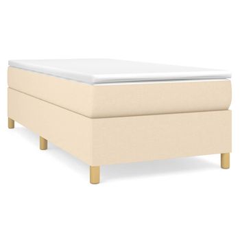 Estructura De Cama Box Spring Tela Color Crema 80x200 Cm