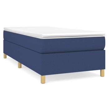 Estructura De Cama Box Spring Tela Azul 90x190 Cm