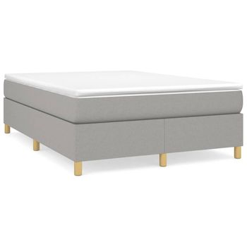 Estructura De Cama Box Spring Tela Gris Claro 140x190 Cm