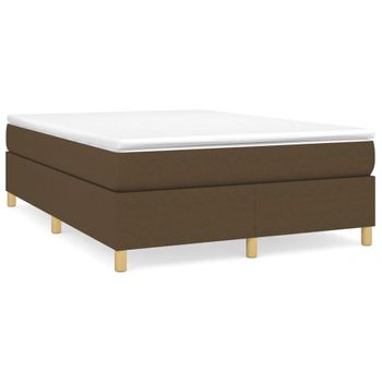 Estructura De Cama Box Spring Tela Marrón 140x190 Cm