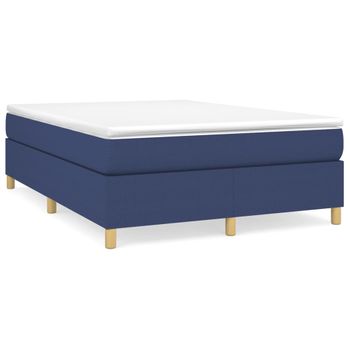 Estructura De Cama Box Spring Tela Azul 140x190 Cm