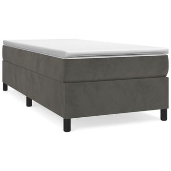 Estructura De Cama Box Spring Terciopelo Gris Oscuro 90x190 Cm