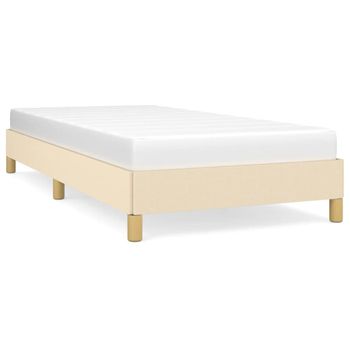 Estructura De Cama De Tela Color Crema 90x190 Cm