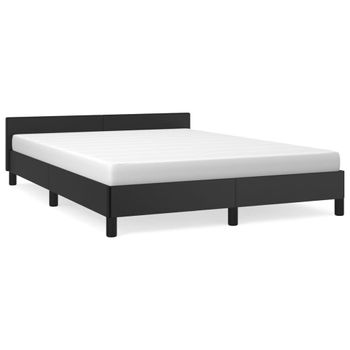 Estructura De Cama Con Cabecero Cuero Sintético Negro 140x190cm