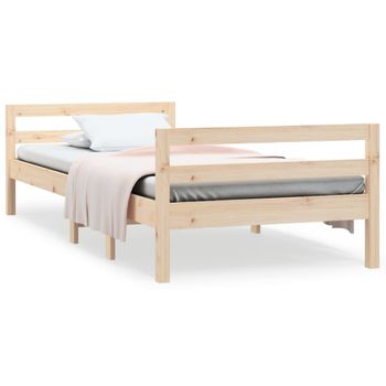 Estructura De Cama Madera Maciza De Pino 90x200 Cm