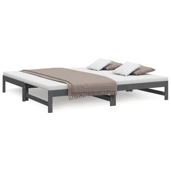 Sofá Cama Extraíble Madera Maciza De Pino Gris 2x(100x200) Cm