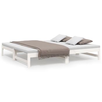 Sofá Cama Extraíble Madera Maciza De Pino Blanco 2x(90x190) Cm