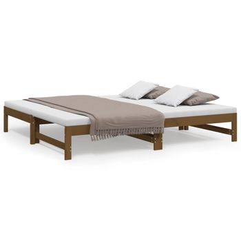 Sofá Cama Extraíble Madera Maciza Pino Marrón Miel 2x(90x190)cm