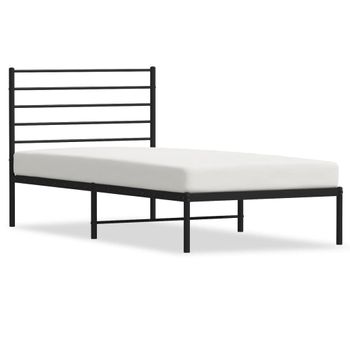 Estructura De Cama Con Cabecero Metal Negro 80x200 Cm