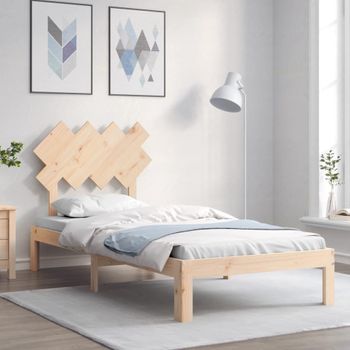 Estructura De Cama Con Cabecero Madera Maciza