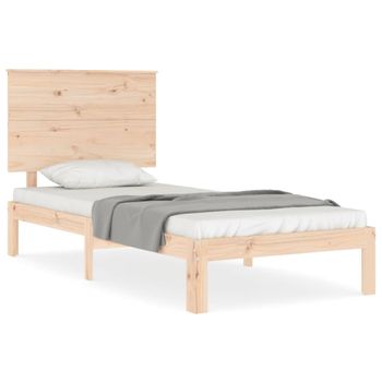 Estructura De Cama Con Cabecero Madera Maciza 100x200 Cm