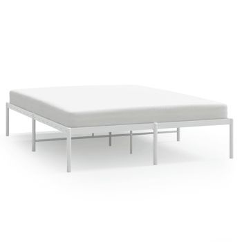 Estructura De Cama De Metal Blanca 160x200 Cm