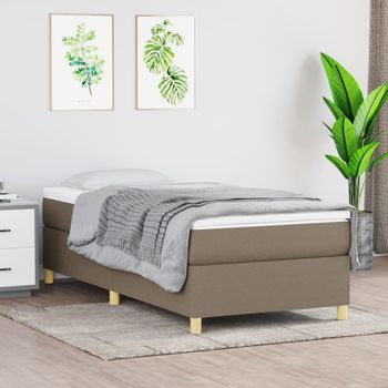 Cama Box Spring Con Colchón Tela Gris Taupe 90x190 Cm